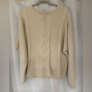 Philosophy Cream Cable-Front Crewneck Sweater
